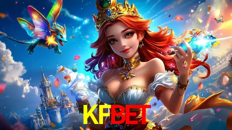 A princesa de um reino de fantasia mágico, com seu pequeno dragão, apresentando um mundo de prêmios encantados nos jogos de caça-níqueis do cassino KFBET.